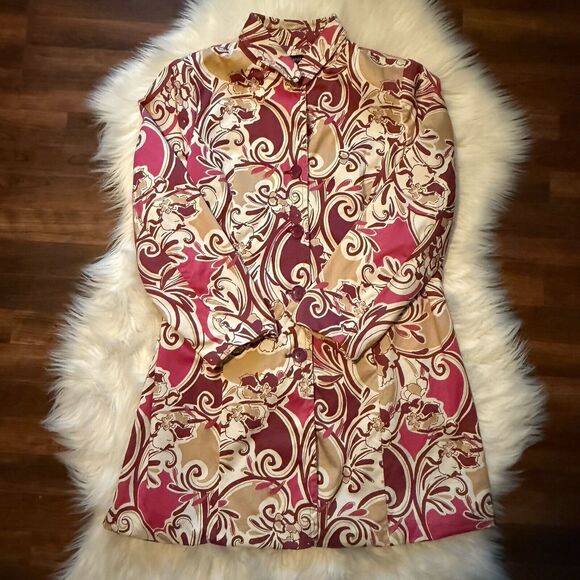 Lane Bryant Floral Long Jacket 20 Pink Purple Lightweight Cotton Lined Boho - Picture 1 of 12